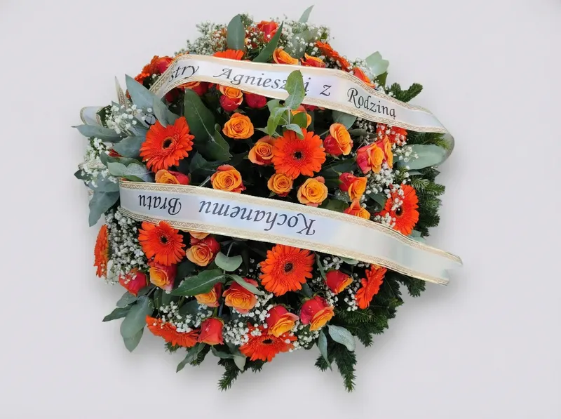 Wieniec Pomarańczowe Gerbery i Róże